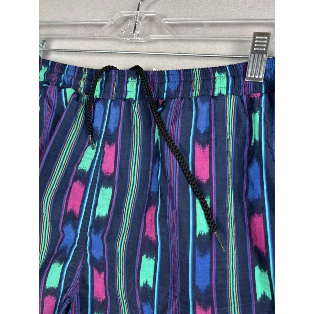 Pacific Scene Swim Trunks Mens Large Blue Multicolor Nylon Mesh Lined Drawstring